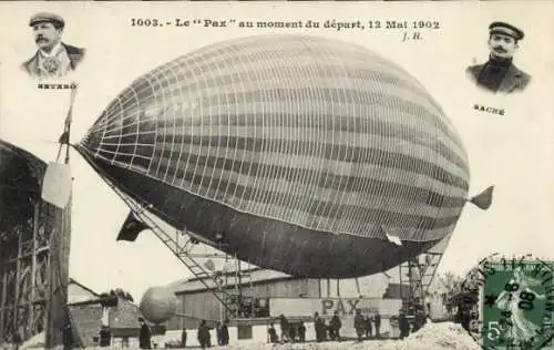 Ak Dirigeable Pax au moment du depart 1902, Severo, Sache, französisches Luftschiff