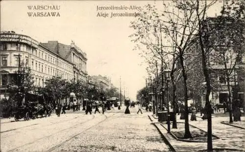 Ak Warszawa Warschau Polen, Jerozolimskie-Allee