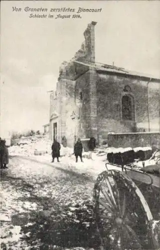 Ak Brin Bioncourt Meurthe et Moselle, Zerstörtes Gebäude, Soldaten, August 1914