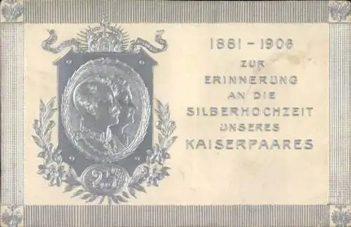 Ak Kaiser Wilhelm II., Kaiserin Auguste, Silberhochzeit