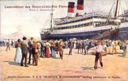 Künstler Ak Napoli Neapel Campania,Piroscafo Martha Washington, Cosulich Line, Sbacro dei passeggeri