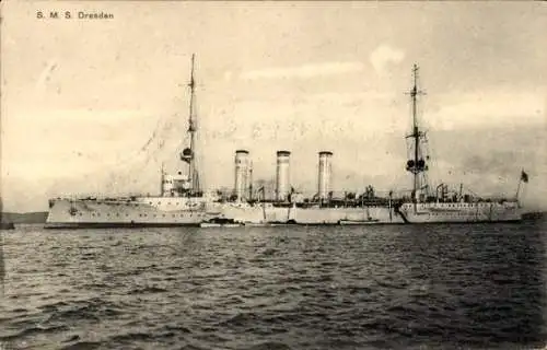 Ak Deutsches Kriegsschiff, SMS Dresden, Kleiner Kreuzer, Kaiserliche Marine