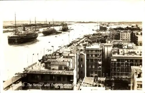 Ak Port Said Ägypten, Dampfer im Hafen, Suez Kanal