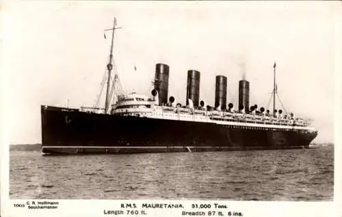 Ak Dampfer RMS Mauretania, Cunard Line