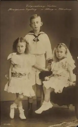 Ak Erbgroßherzog Nicolaus von Oldenburg, Herzoginnen Ingeborg und Altburg, Kinderportrait