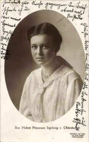 Ak Prinzessin Ingeborg von OIdenburg, Portrait