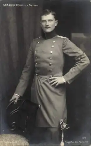 Ak Prinz Heinrich von Bayern, Standportrait in Uniform
