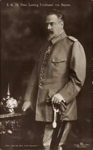Ak Prinz Ludwig Ferdinand von Bayern, Portrait in Uniform, Pickelhaube