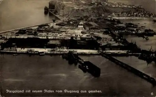 Ak Nordseeinsel Helgoland, neuer Hafen, Fliegeraufnahme