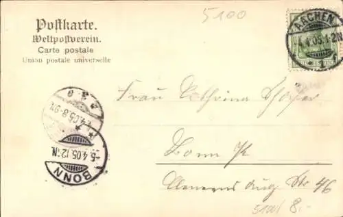 Ak Aachen, Kaiser Wilhelm Denkmal und Theater