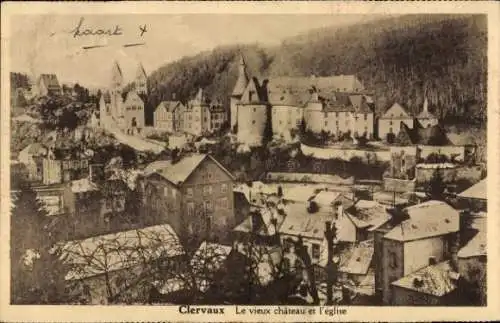 Ak Clervaux Clerf Luxemburg, Schloss, Kirche