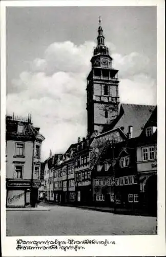 Ak Bad Langensalza in Thüringen, Marktkirche vom Kornmarkt gesehen