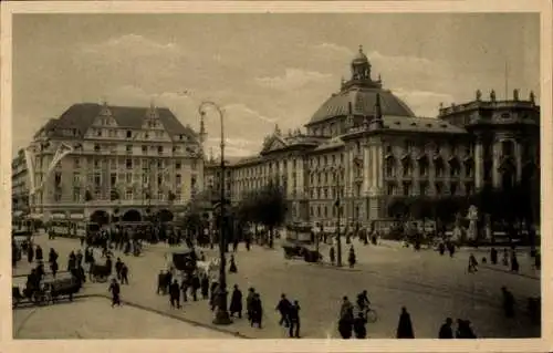 Ak München, Karlsplatz, Justizpalast, Straßenbahn