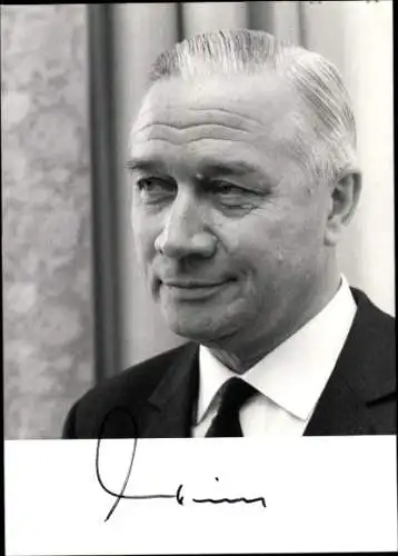 Foto Politiker Hans Leussink, Porträt, Autogramm