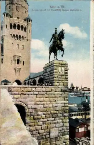 Ak Köln am Rhein, Brückenkopf, Standbild Kaiser Wilhelm II.