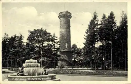 Ak Barmen Wuppertal, Tölleturm, Brunnen