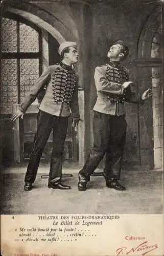 Ak Französische Soldaten in Uniform, Husar, Regiment 36, Theaterszene