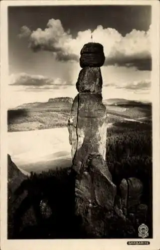 Ak Elbsandsteingebirge, Kletterei an der Barbarine, Bergsteiger, Pfaffenstein, Walter Hahn 615