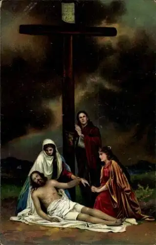 Künstler Ak Jesus Christus, Kreuzszene, Maria, Jesus von Nazareth