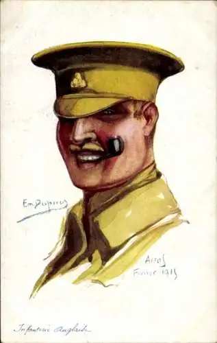 Künstler Ak Dupuis, E., Arras 1915,Frankreichs Alliierte, Britischer Soldat der Infanterie, Portrait