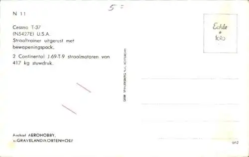 Ak Niederländisches Kampfflugzeug, Schulflugzeug Cessna T-37, N5427E