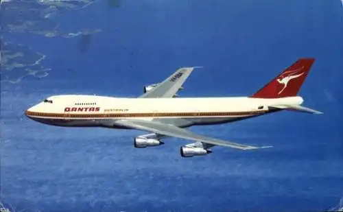 Ak Australisches Passagierflugzeug, Qantas Airways, Boeing 747 B