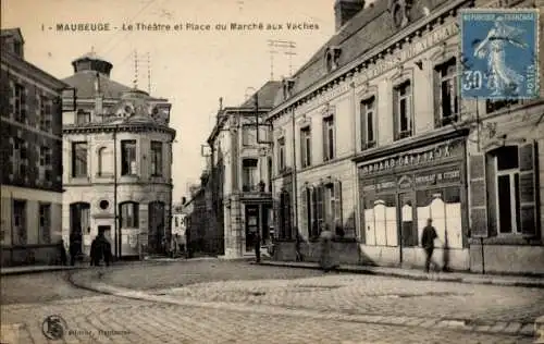 Ak Maubiège Nord, Theater, Place du Marche aux Vaches