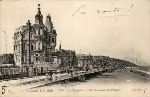 Ak Villers sur Mer Calvados, Villa le Burgonde, Promenade des Planches