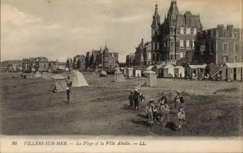 Ak Villers sur Mer Calvados, Plage, Villa Abadie