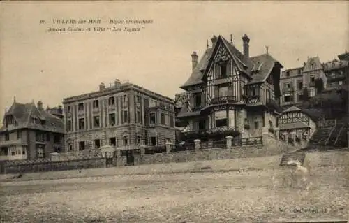 Ak Villers sur Mer Calvados, Digue promenade, Casino, Villa Les Algues