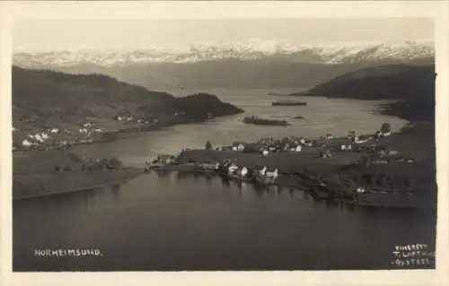 Foto Ak Norheimsund Norwegen, Fliegeraufnahme, Panorama