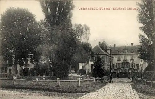 Ak Verneuil l'Étang Seine et Marne, Eingang Chateau