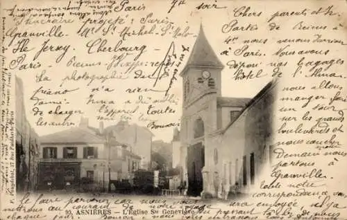 Ak Asnières sur Seine Hauts-de-Seine, Kirche St. Genevieve