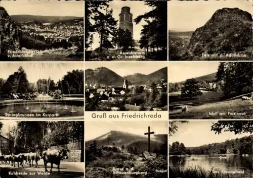 Ak Friedrichroda im Thüringer Wald, Adolfsblick, Aussichtsturm auf dem Großen Inselsberg, Forsthaus