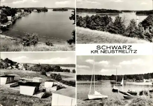 Ak Schwarz in Mecklenburg, Bungalows, Segelboote, Schwarzer See