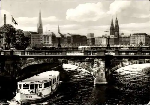 Ak Hamburg, Lombardsbrücke, Fähre Elbek, Innenstadt