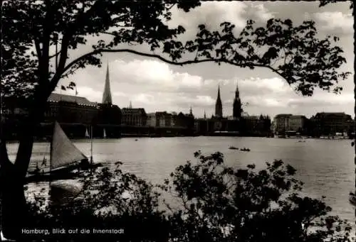 Ak Hamburg Mitte Altstadt, Blick auf die Innenstadt, Kirchtürme