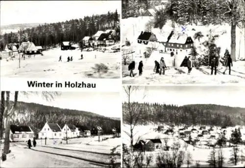 Ak Holzhau Rechenberg Bienenmühle Erzgebirge, Teilansichten, Winteransicht