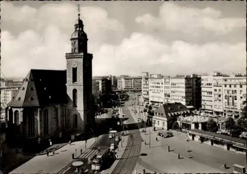 Ak Frankfurt am Main, Hauptwache, Katharinenkirche, Straßenbahn