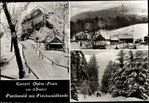 Ak Oybin in der Oberlausitz, Hochwald, Hochwaldbaude, Winteransicht