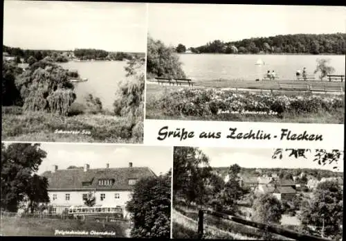 Ak Dorf Zechlin Rheinsberg, Teilansichten, am See, Panorama