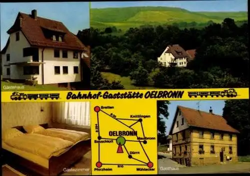 Ak Ölbronn in Württemberg, Bahnhof-Gaststätte, Gästehaus, Gästezimmer