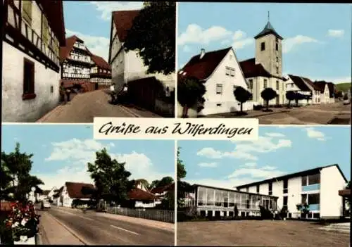 Ak Wilferdingen Remchingen im Enzkreis, Teilansichten, Kirchturm