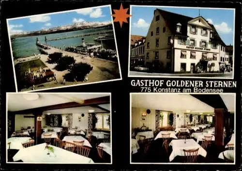 Ak Konstanz am Bodensee, Hafen, Gasthof Goldener Sternen, Außenansicht, Speiseraum