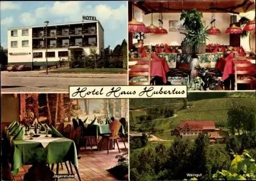 Ak Offenburg in Baden Schwarzwald, Hotel Haus Hubertus, Außenansicht Jägerstube, Weingut