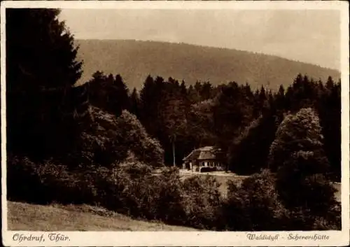 Ak Ohrdruf in Thüringen, Waldidyll, Scherershütte