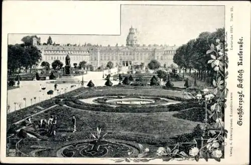 Ak Karlsruhe in Baden, Großherzogliches Schloss, Park