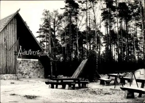 Ak Moritzburg in Sachsen, Räuberhütte, Konsum-Gaststätte, Außenansicht