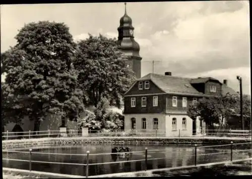 Ak Heinersdorf bei Lobenstein Wurzbach in Thüringen, Am Dorfteich