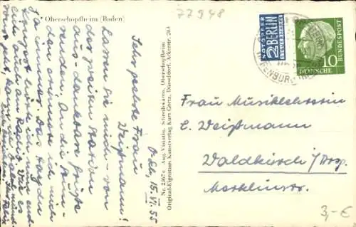 Ak Oberschopfheim in Baden Württemberg, Ortschaft mit Landschaftsblick